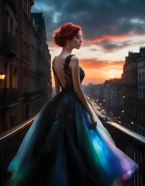 ((Masterpiece in maximum 16K resolution):1.6),((soft_color_photograpy:)1.5), ((Ultra-Detailed):1.4),((Movie-like still images and dynamic angles):1.3) | ((double contact):1.3), ((Romantic Supermodel beauty with evening dress silhoutte effect):1.2), ((Super...