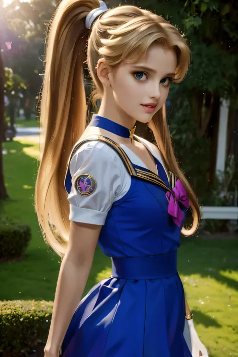 (Masterpiece)), (Best Quality), (Ultra Detailed), ((Very Detailed)), 4K, (8K), Sailor Moon, Long Blonde Hair, Double Ponytail, Sailor Moon Aesthetics, Dream Core,