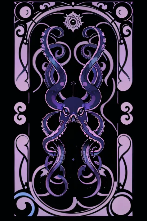 octopus tentáculos are purple and blue with black dots on them, arte vectorial por tom wänerstrand, contraventana, art nouveau, ...