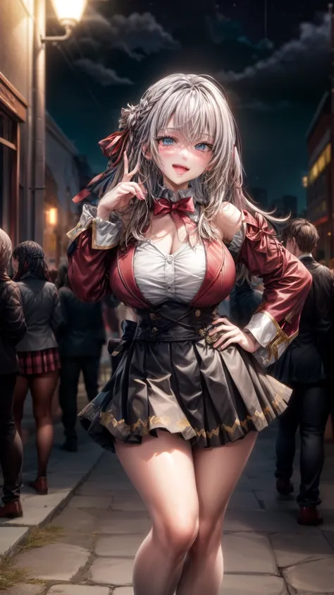 Alisa Kujou, 

(night:1.7), 1 girl standing at attention, 25 years,young female,beautiful Finger, beautiful long legs ,beautiful body ,beautiful Nose ,beautiful character design, Perfect eyes, perfect face,

There is an anime girl., 1 girl, thighs, Alone, ...