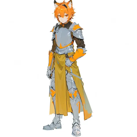 A man in armor, orange hair and orange eyes, fox dark circles