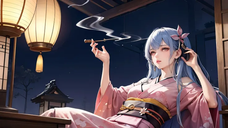 ((Highest quality)), ((masterpiece)), (detailed), One girl, セクシー
Here is the English translation of the prompt:

Prompt:

"Depict a Japanese street with dimly lit lanterns in the background, and in the foreground, portray a glamorous woman in traditional J...