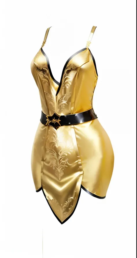 配黑色腰带的Gold dress的特写, golden corset, Golden robe, Gold dress, Gilded Clothing, Gold clothes, Angel Gold Armor, Elegant gold body, Gold and white robe, sleek gold armor, Gorgeous dress, Elegant golden skin, Gold and white robe, Gold Wire, Covered in silky go...