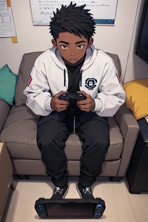 create a black boy playing console