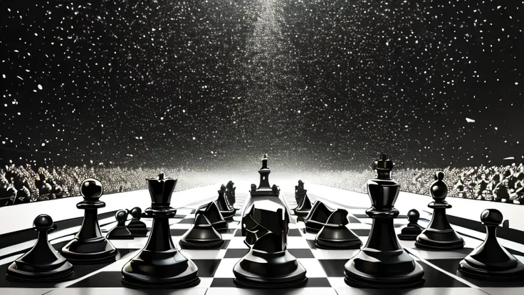 Go World，Go chess pieces falling on the board，There are Go chessboards floating around，Some chess pieces are floating and scattered in the air，God&#39;s move is a move that no one regrets，masterpiece，high quality，Derived elements of the Five Elements and E...