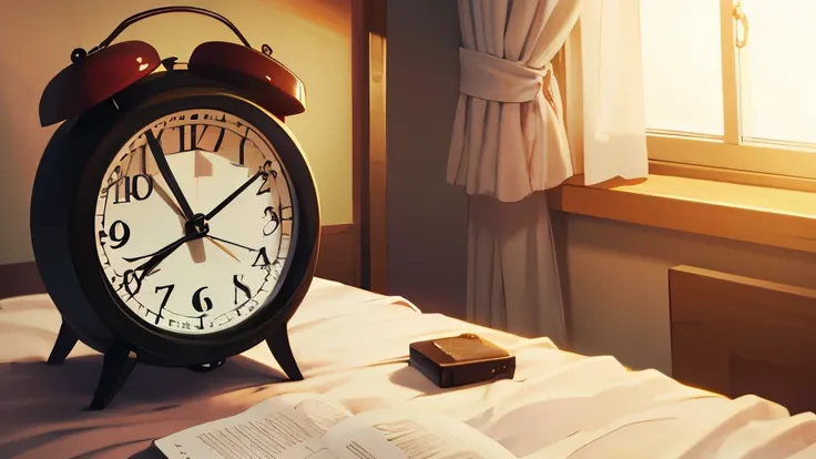 An alarm clock at the bedside