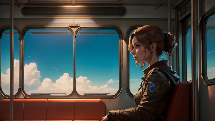 arafed woman in a train, looking out a window, video game cutscene, ps5 cinematic screen capture, 2020 video game screenshot, cu...