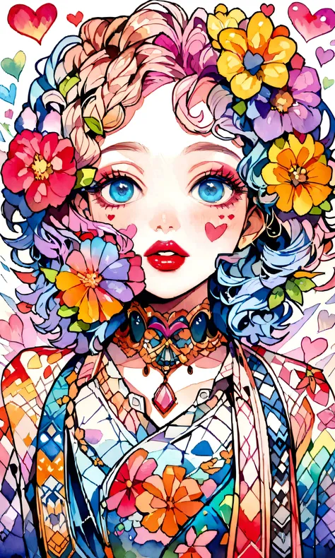 Mai Yoneyama Style、(((stylish fashion))), 8K Quality、Intense watercolor, Detailed watercolor art, Watercolor splash, Surreal, avant-garde pop art, Beautiful and expressive paintings, Beautiful artwork illustration, Very colorful tones, wonderful, Cool beau...