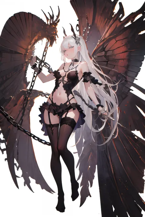  ((best quality)), ((masterpiece)), (detailed), 1girl, Character design, female, dynamic poses, long white grey hair, grey white eyes, very skinny, detailed, best quality, no accesoires around the neck, no shoes, prominent collarbones, skinny arms, flat st...