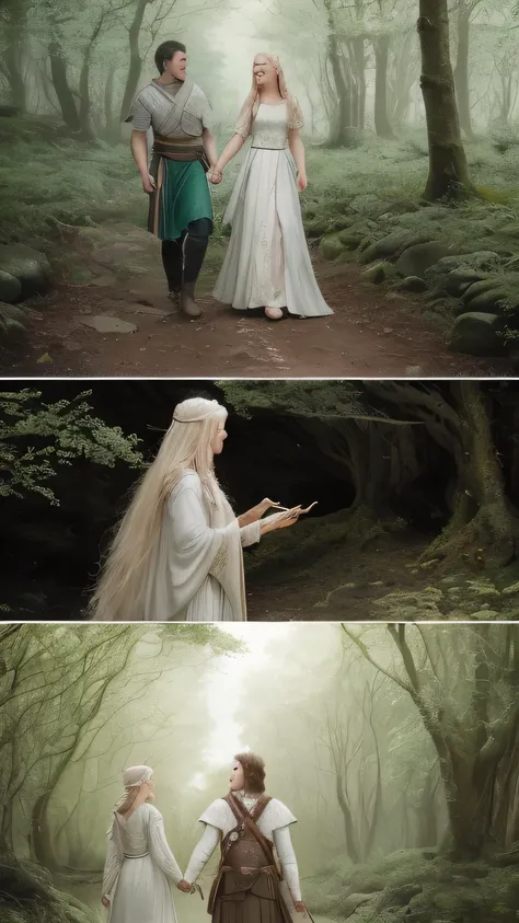 In the ethereal realm of Tír na nÓg, the legendary hero Oisín, son of Fionn mac Cumhaill, encounters the enchanting fairy queen Niamh Chinn Óir. As the tale unfolds, Niamh, riding a pure white steed, captivates Oisín with her radiant beauty at first glance...