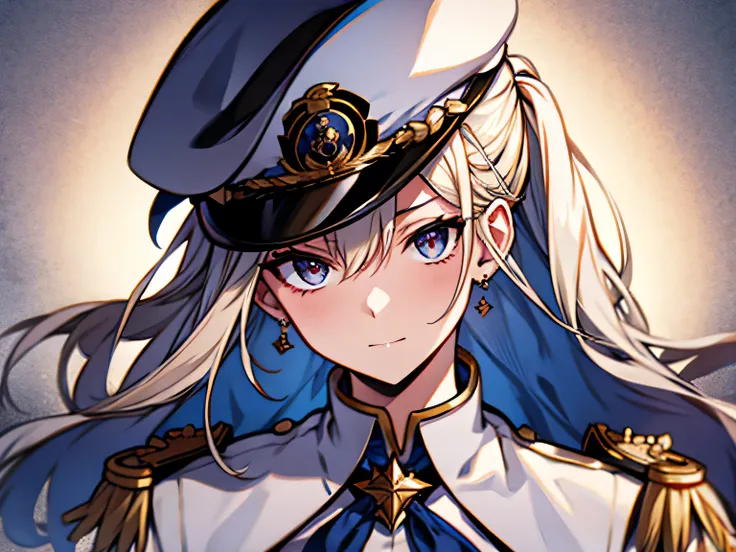 Royal Navy, Horatio Nelson, Admiral, on board, warship, clear skies, aboard a warship at sea, commander, naval uniform, blonde hair, hair bun, beautiful lady, raised eyebrows, upturned eyes, earrings, cinematic lighting, pov, ((masterpiece)), (super detail...