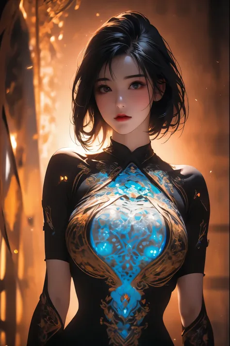 a girl with a metal structure body, gigantic breasts, big anime eye ball, a hyperrealistic painting inspired by peter gric, zbru...