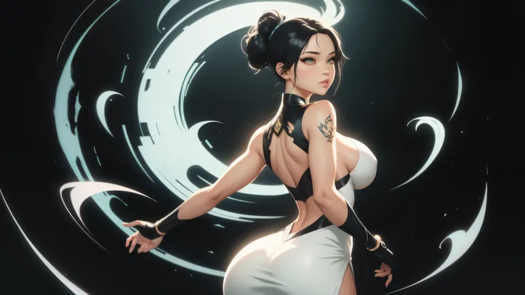 there is a woman in a white dress with a black hair, sage ( valorant ), sage, style artgerm, official fanart, in style of artgerm, artgerm and rossdraws, digital anime illustration, rossdraws sakimimichan, anime styled digital art, artgerm. anime illustrat...