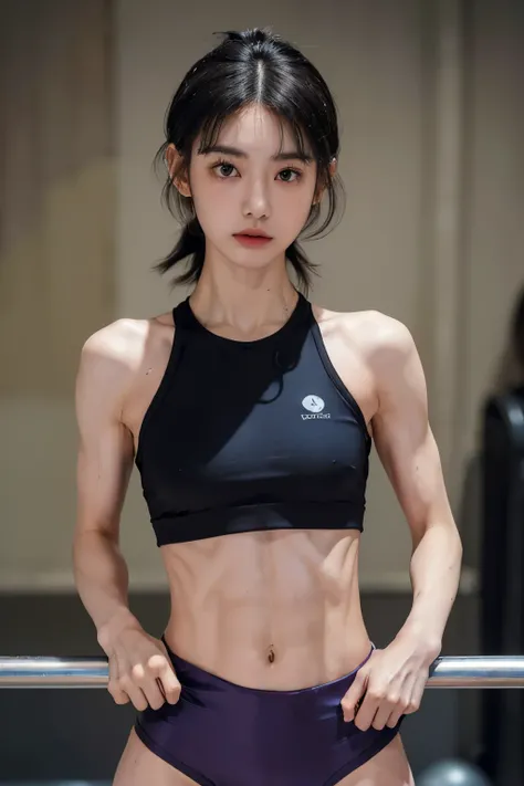 ((highest quality)), ((masterpiece)), (detailed), (Tabletop:1.0), (highest quality:1.4), (High resolution:1.2), (Realistic:1.4),8K, RAW Photos:1.2,all focus:1.4,(TWO 18-year-old Japanese personal trainer with a slightly round face and very small breasts:1....