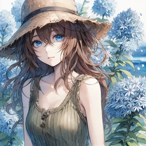 Official art using high-quality hand-drawn watercolor sketch techniques. (best quality,4k,8k,highres,masterpiece:1.2),ultra-detailed,beautiful detailed eyes,A girl with beautiful eyes, everyone, beautiful anime girl, cute anime girl, smooth anime art, anim...