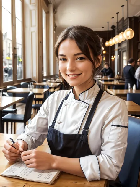 (meilleure qualité ),(chef-d&#39;œuvre),(ultra détaillé), ultra haute résolution, (très belle illustration),Style de petit-déjeuner décontracté, jean et t-shirt.
Souriant tout en tenant une tasse de café et en lisant un journal à une table dans un café.
Un...