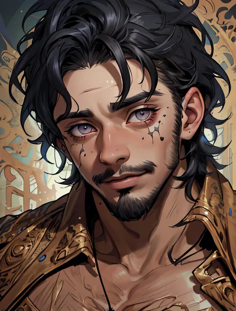 (absurdity, a high resolution, ultra detailed), 1 boy, muscular, facial treatment hair , one, extremely detailed eyes, (official...