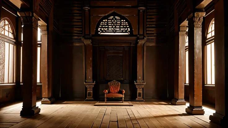 The main room in the ancient Majapahit-Javanese temple is made of brick
One luxurious chair is made of carved wood