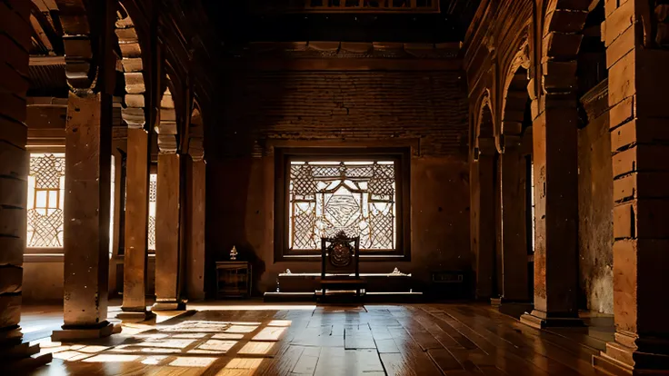 The main room in the ancient Majapahit-Javanese temple is made of brick
One luxurious chair is made of carved wood