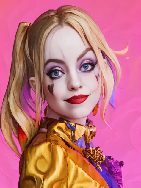 masterpiece, high detail, 1 girl, ultra realistic, textured skin, sydney dressed as harley quinn, high details, pale skin, sexy,...