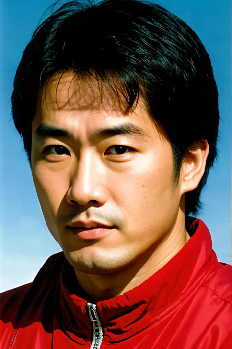 Realistic portrait of Kenji Sato from Ultraman

