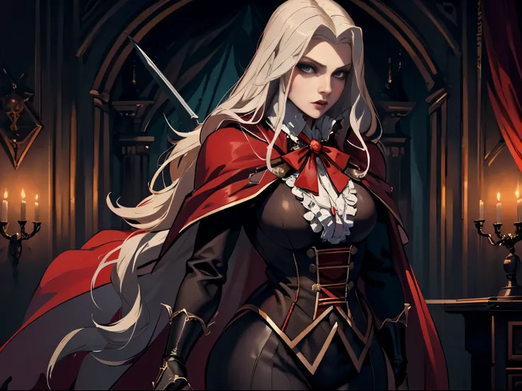 (((dracula )))8k,((from castlevania)((elegant))(((red cape))) beautiful,((elegant)),(((wear tight clothing )))((has a sword)))8k...