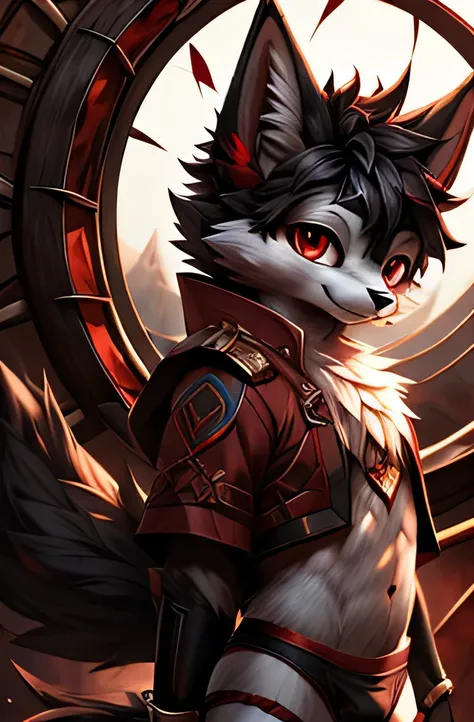 rystal, star fox, male,dark emerald hair， (detailed), fluffy, solo, meticulous and realistic, delicate eyes, ( the pupil of the ...