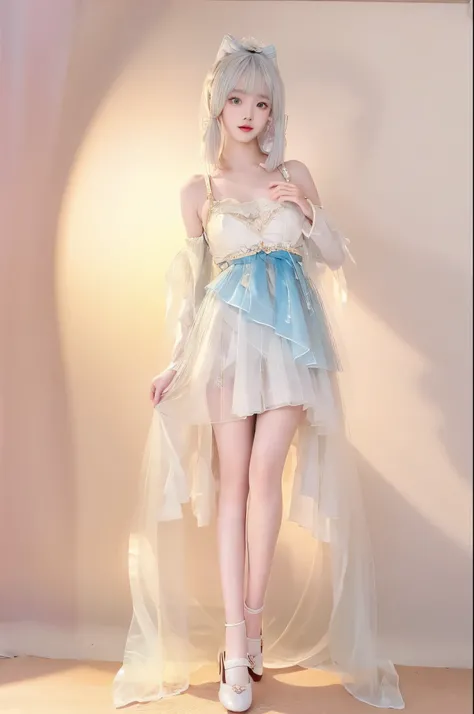 Sweet girl clothes10,korean dress,, (Beauty, beautiful), Have a perfect body:1.4,Layered Hairstyle,((Large Breasts)), ((D cup)), Visible cleavage,Bare shoulders, Highly detailed face and skin texture,Double eyelids,Skin Whitening,Long hair,Whitening long ...