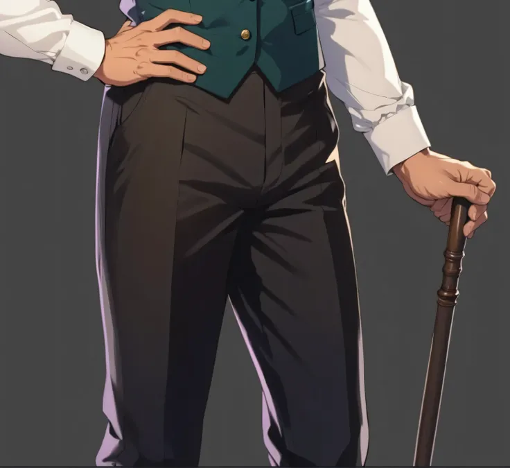 anime style, trousers, Man with a cane, victorian style