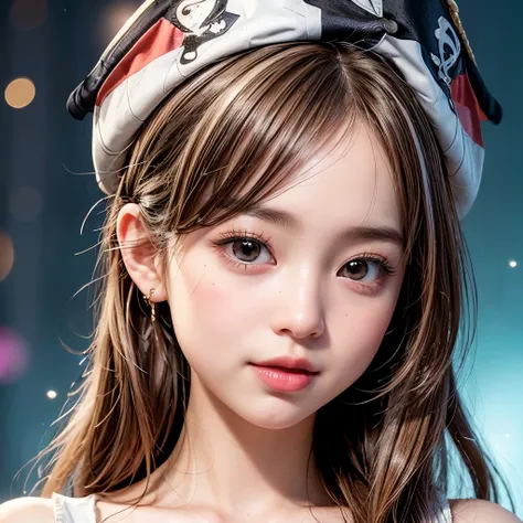 NSFW, 8k, High-level, absurd, masterpiece, best quality, primitive, very detailed CG, very detailed wallpaper, perfect lighting, Extremely detailed (((The personifying " pirate " as a Little Girl))), MysticSight, Tyndall effect, Tyndall scattering, Studio ...