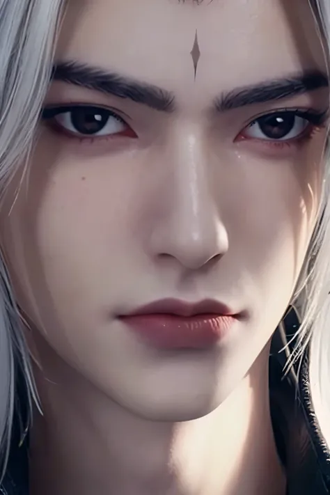 1boy, close up, white hair