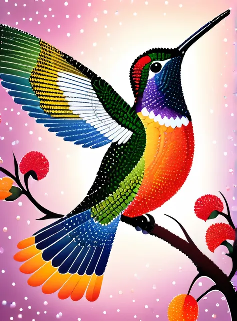 hummingbird，the art of dot painting，dot art