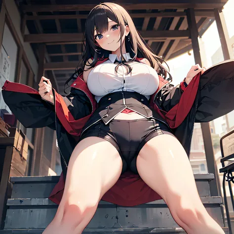 (((Perfect photo))), One Girl, alone, , Azusa Nakano, , Jacket, View your viewers, smile、((濡れたBetween the legs)), ((Super big breasts))、SFW with hidden breasts, Big ample breasts!, SFW Big, Beautiful and seductive anime woman, Big ample breasts!!, Bust rat...