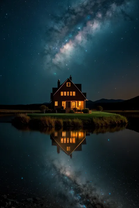 generates an image of a house in the middle of the cosmos with high quality

