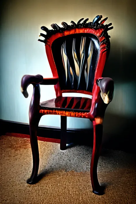 a rabid hungry chair with teeth and tentacles.