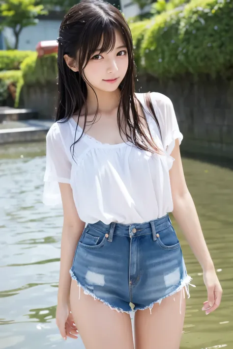 japanese young girl tight upward glance wet open leg shy standing finger panty