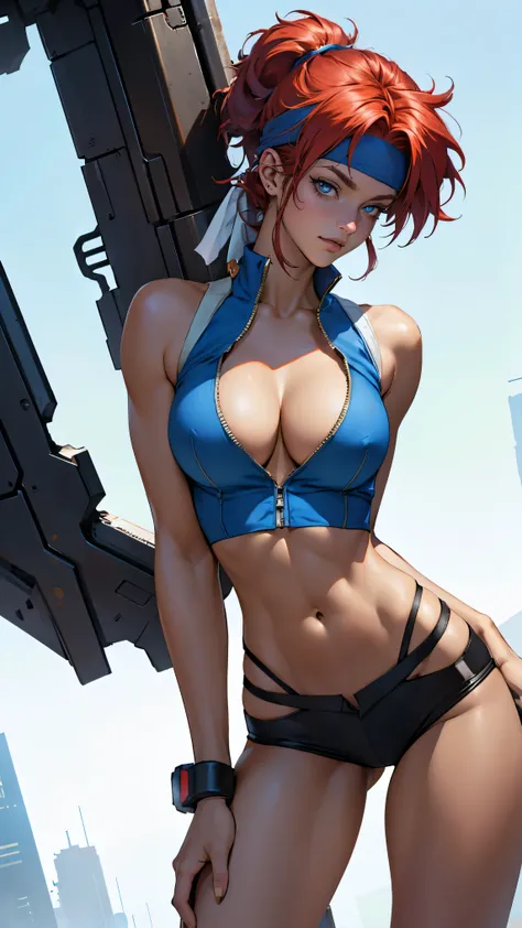 ((Masterpiece, highest quality; 1.3)), super quality, beautiful detail, super detailed, extra fine, 16K, exquisite, absurd, high resolution, beautiful background, detailed background, beautiful eyes, beautiful skin, anime style, Kay from Dirty Pair in a wh...