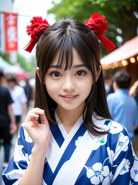 (Best-quality, Masterpiece, Ultra-High-Resolution, (Photorealistic:1.4), Raw Photo, depth of field, professional lighting, perfect anatomy, extremely details), 1girl, 15-years-old, the most famous Japanese idol, looking at viewer, innocent smile, ((having ...