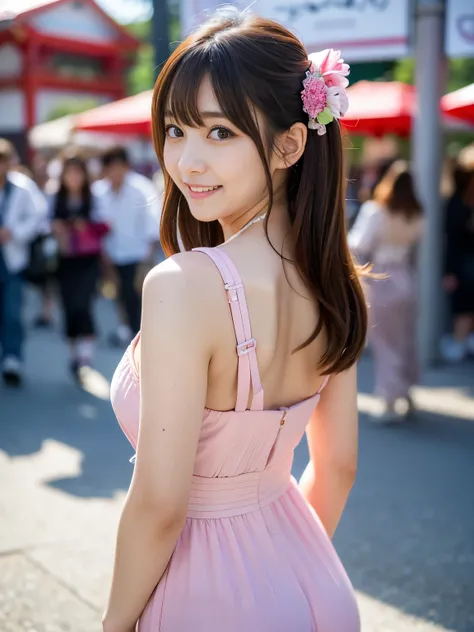 (Best-quality, Masterpiece, Ultra-High-Resolution, (Photorealistic:1.4), Raw Photo, depth of field, professional lighting, perfect anatomy, extremely details), 1girl, 15-years-old, the most famous Japanese idol, looking at viewer, innocent smile, ((having ...