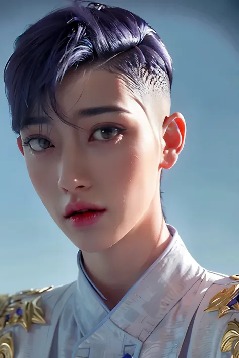 (hi-top fade:1.3), length hair, close up
