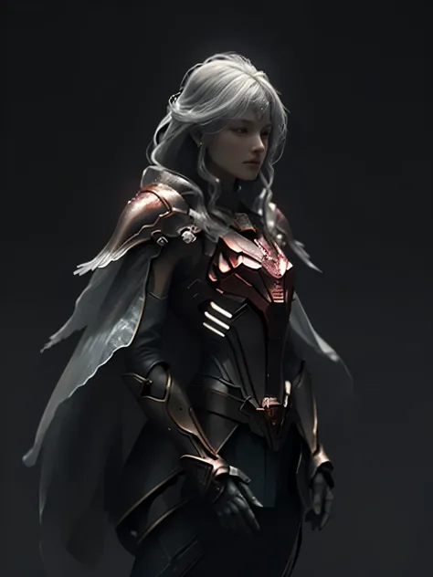 World Style，Armor Girl，Crystal material（3D rendering armor，refractive index：1.76 - 1.78，Albedo：0.03 - 0.05，ambient Light：Between 20-50，color：Dark Red, Medium saturation，Type of Light：ambient Light：1.2，Light source color：北极Light，Light源强度：Between 1 and 2，Lig...