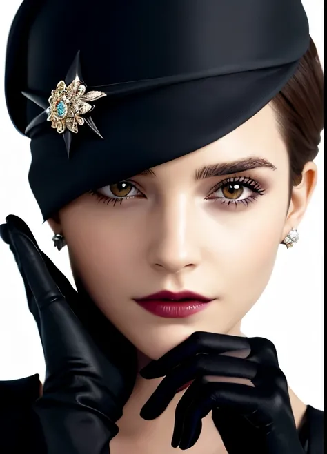 Close-up of a woman in a black dress and gloves, Gloves and jewelry. motion, Black gloves, Emma Watson(Catwoman), chaumet, chaumet style, Hand Jewelry Model Photos, ブラックキャナリー役のEmma Watson, Emma Watson(『Victorian Secrets』), Jessica Alba Women, ドリアダ役のEmma Wa...