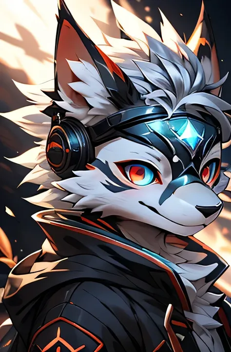 , ( The pupil of the Eye of the Blood Wheel), (( Black and red eyes)), Excellent quality, high detail, detailed fur, ((The tail is in the right position) ,He wears a pair of small white briefs, stand,Flirting,White devil,180cm,Holding a blue ball, Onmyoji,...