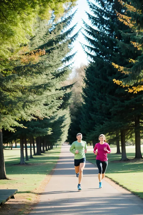 People exercising, running or walking outdoors.