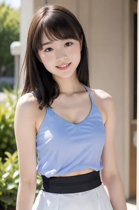 （8K、RAW Photos、Highest quality、masterpiece:1.2）、（Realistic、Photorealistic:1.37）、Super detailed、Ultra High Resolution、Looking into the camera、Beautifully detailed face、A kind smile、（cute:1.2）、narrow、(Slim waist:1.3)、((Solo girl, 24 years old)), white dress ...