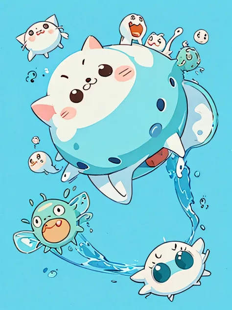 Hayao Miyazaki style、Kawaii Design, No people、(((Cute amoeba))), 