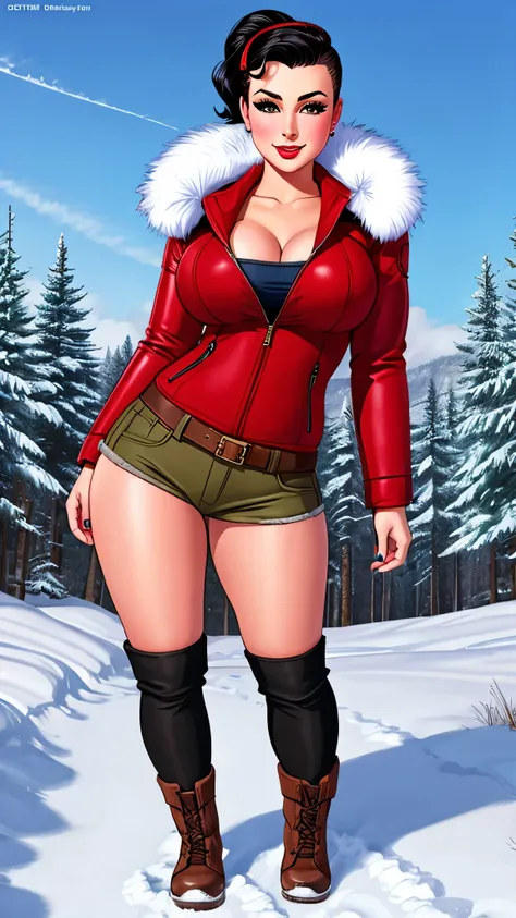 butch girl, pinup, centerfold, winter clothes