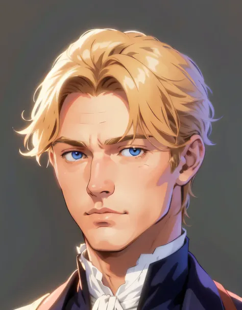 score_9, score_8_up, score_7_up light colors, watercolors, warm rays of light, ( lineart:1.4), thick outlines, (thick outlines:1.4), clean line art, sketch, manga, graphic novel, warm red sunlight, victorian era, handsome blond hair man, blue eyes