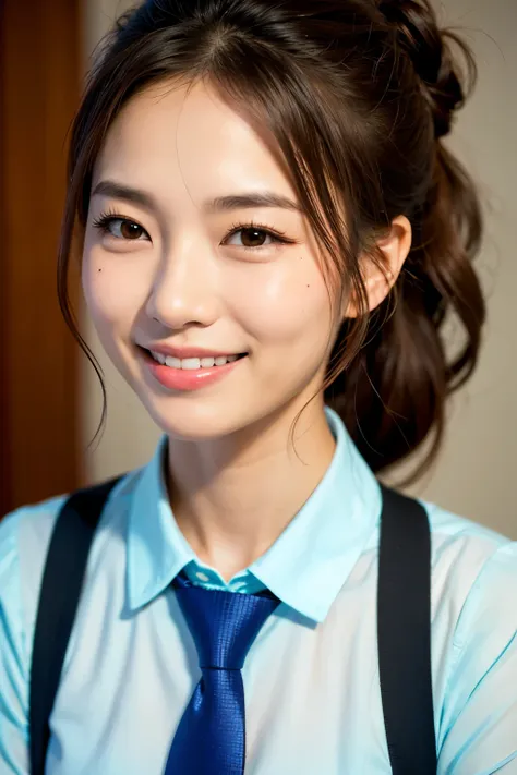 Asian Woman　Face Up　Tie your hair up　smile