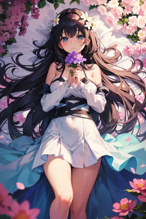 A beautiful girl fused with a flower